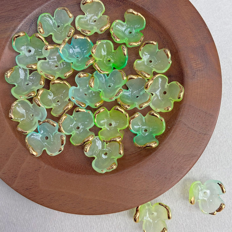 Charms de Clover Acrylique 3-Petal doré