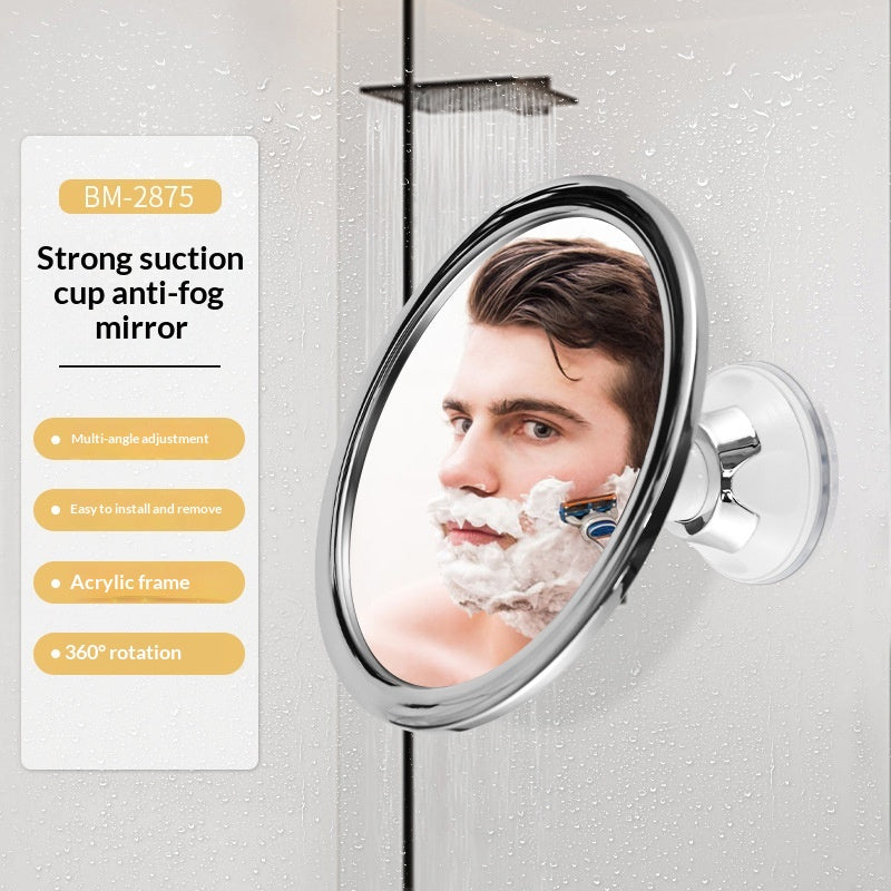 Miroir anti-fog salle de bains avec aspiration rotative à 360 degrés Cu couleur argent