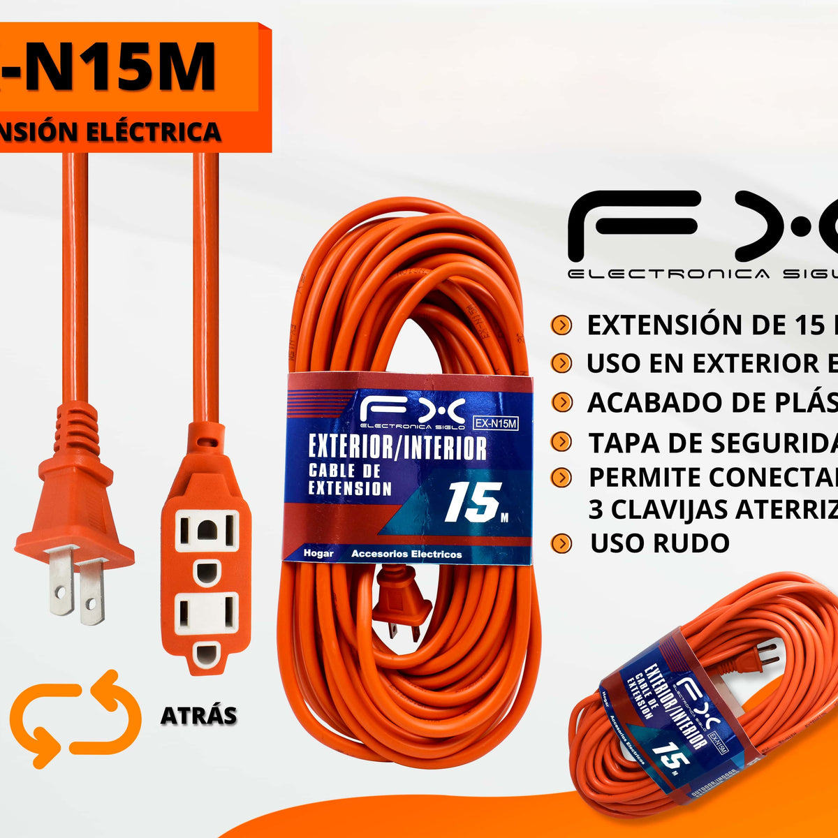 Corde d'extension d'alimentation avec sortie à 3 brins