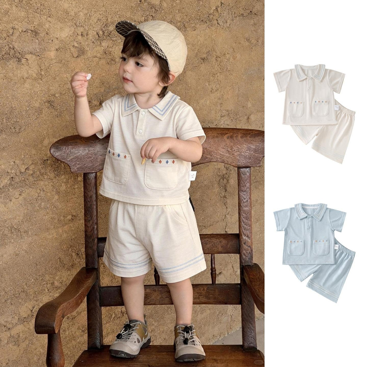 Ensemble de shorts à manches courtes pour bébé tout-petit - Deux pièces respirantes légères pour la somme