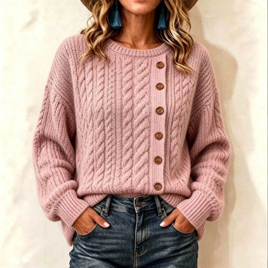 T-shirt à manches longues avec boutons pour femmes