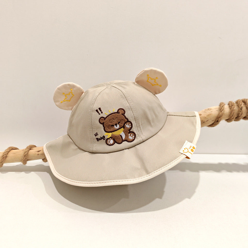 Pattern d'ours cartoon en couleur unique pour enfants brodé casual et mignon à large bord