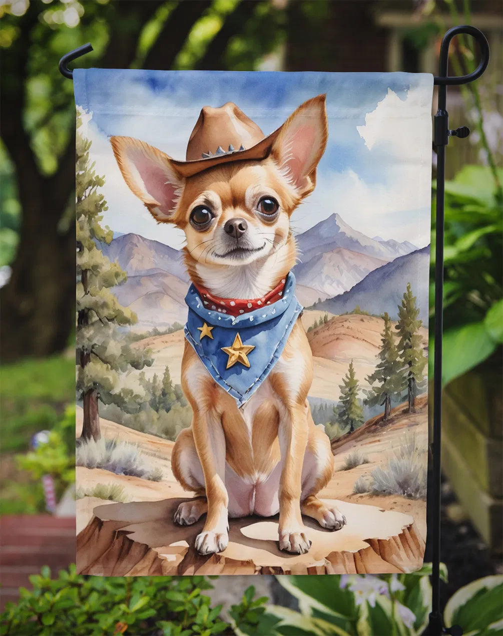 Cowboy Chihuahua Bienvenue drapeau de jardin boîte aux lettres drapeau de la cour décorative bannière à l'extérieur Pati