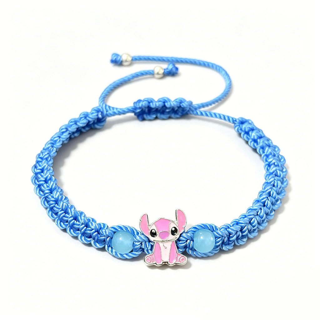 Bleu mignon Alien Cartoon caractère bracelet tissé à la main cordon tressé à la main pour un