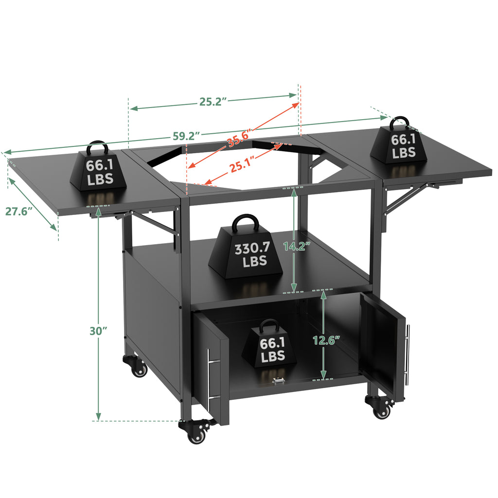 Table de grill extérieur pour Big Green Egg Style BBQ