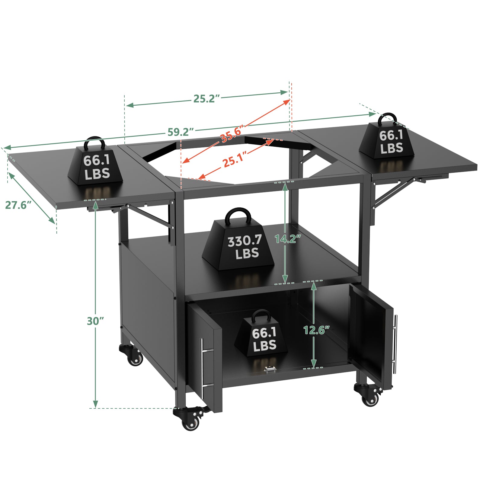 Table de grill extérieur pour Big Green Egg Style BBQ