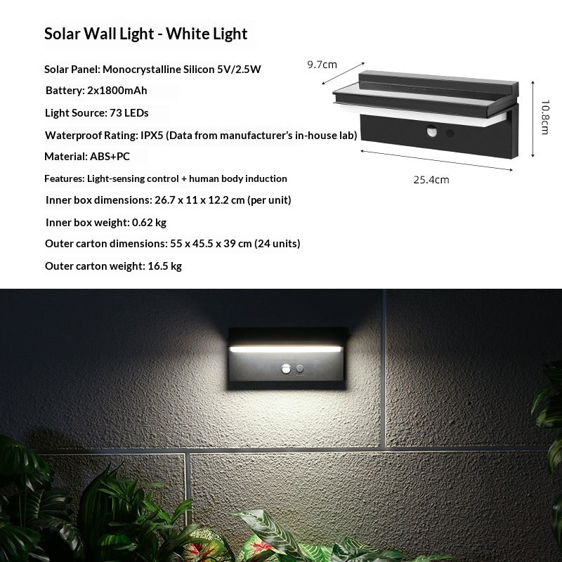 Lampe murale à détecteur de mouvement solaire pour jardins et villas