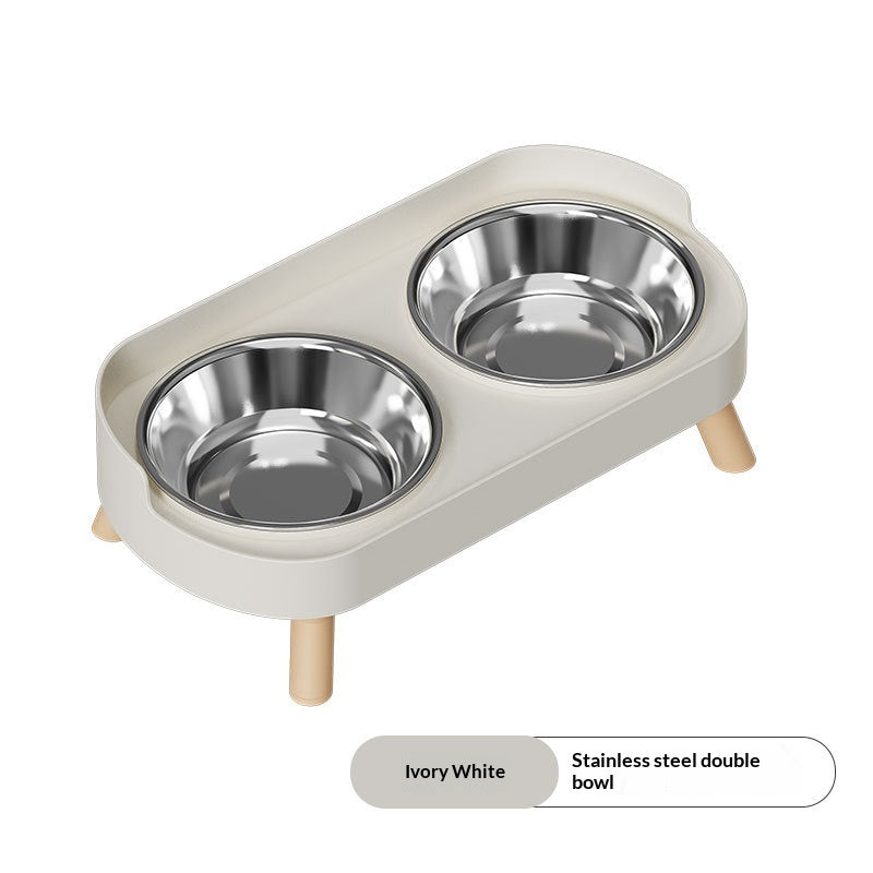 Dual-bowl Spill-proof Water-and-food-in-one Cat Bowl