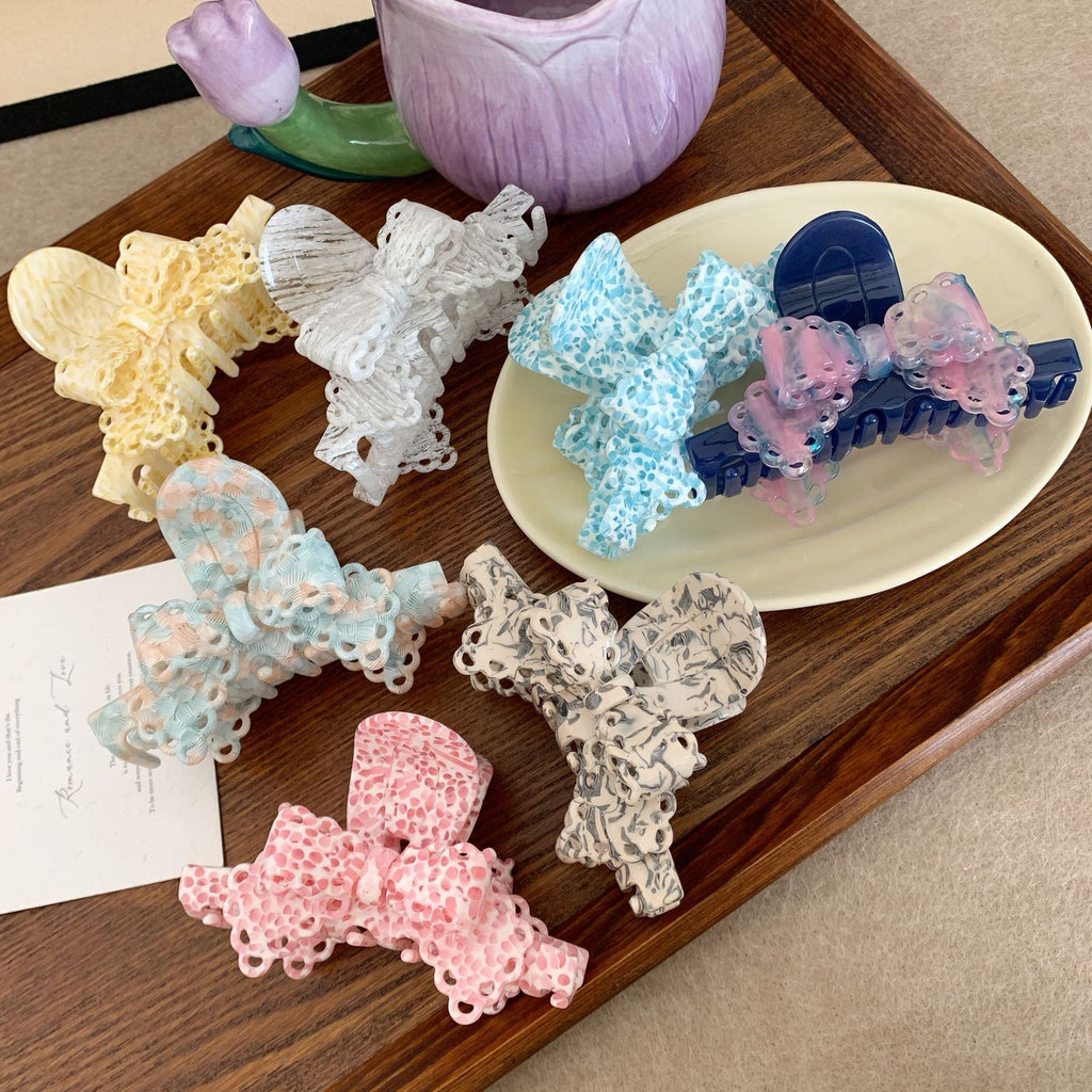 Acétate Dentelle Bow Barrettes Sweet Temperament Girl