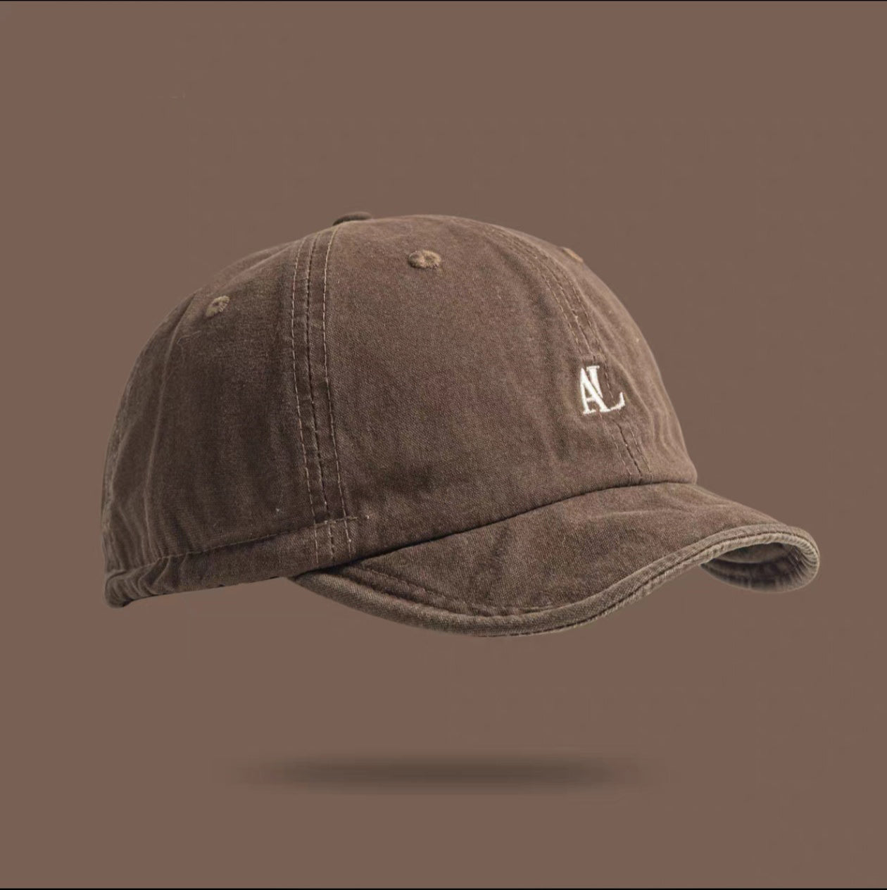 Broderie lavée de couleur unie AL Lettre réglable Soft Cap avec rétro courte brodée