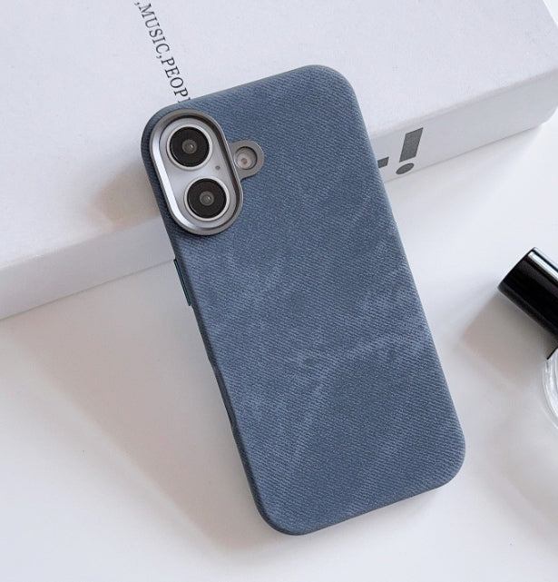 Étui de téléphone en cuir magnétique en flanelle