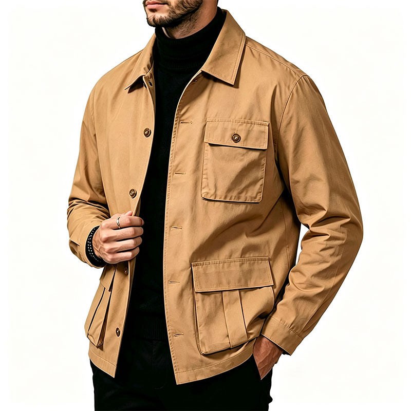 Commerce extérieur Automne Veste Homme Grande Taille Lapel Multi-pocket Tendance All-atch Work Coat