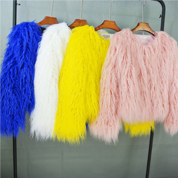 Femmes manteau de fourrure Automne Hiver Faux Fur Shaggy Veste Fourrure Bontjas
