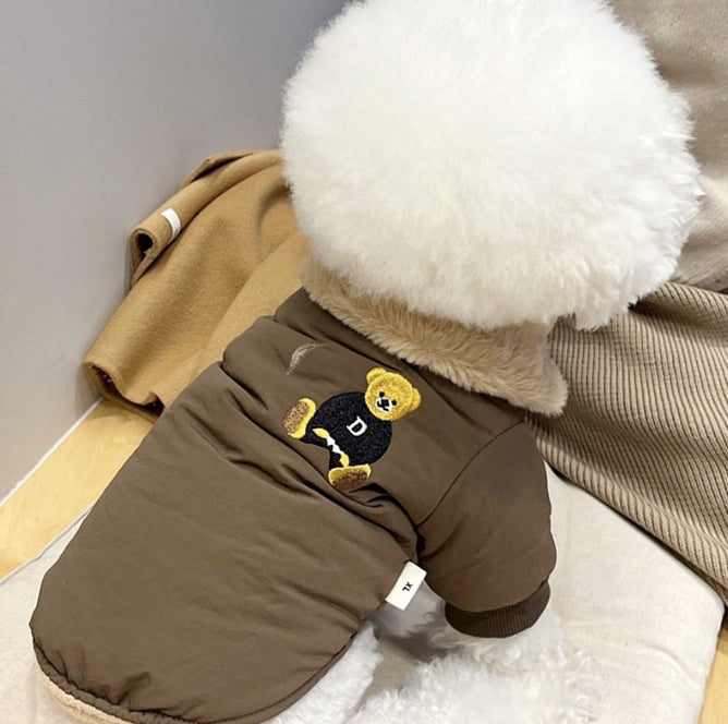 Veste chaude épaisse de traction petit chien d'automne et d'hiver chat vêtements de chat