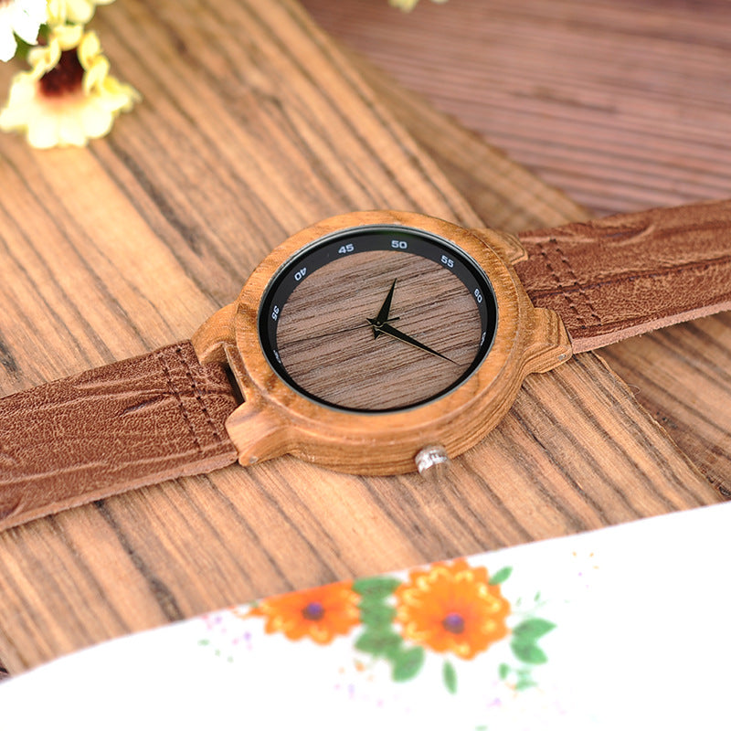 Montre Quartz en bois classique analogique