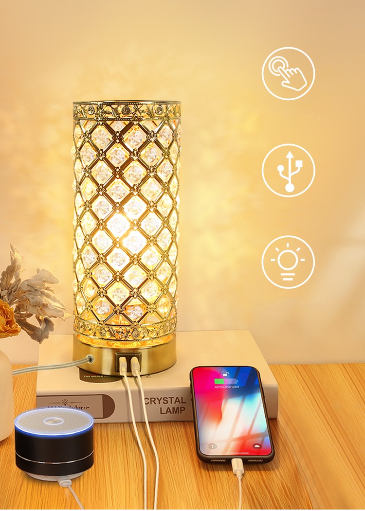 Lampe de bureau créative pour lit dans la chambre en cristal