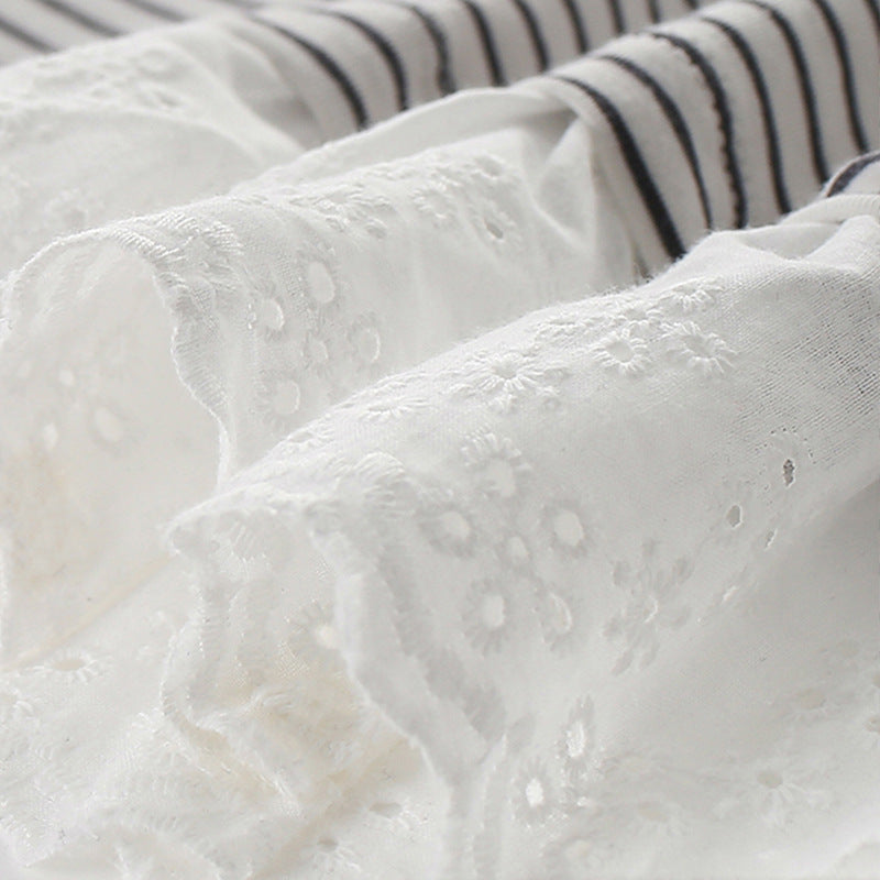 Été mignon petite fille cou d'équipage manches courtes