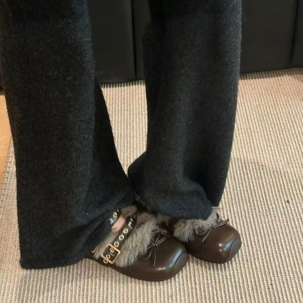 Femmes de style français polaire doublé Mary Janes