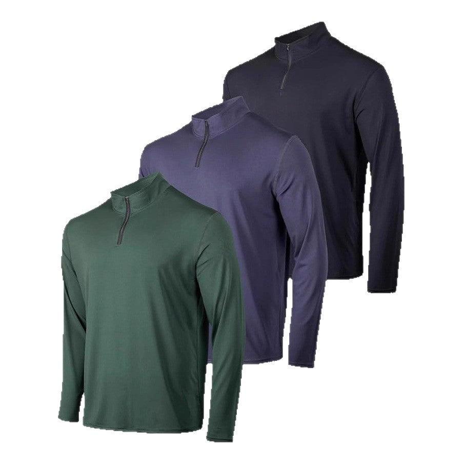 Manches longues pour hommes Stretchy Respirant Quick-Drying Casual Half-Zip Top