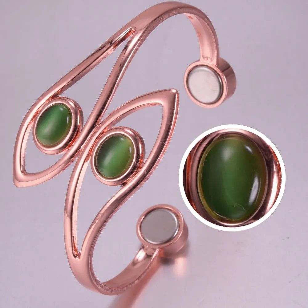 Bracelet magnétique opale en cuivre pur pour femmes
