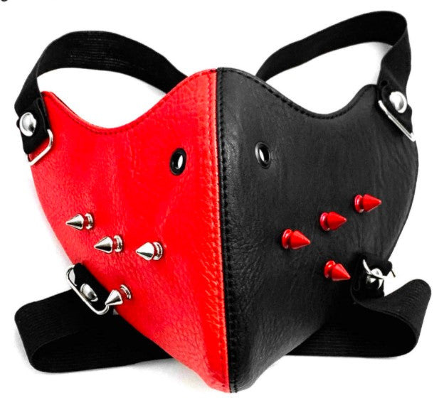 Crâne cuir d'équitation noir demi visage masque