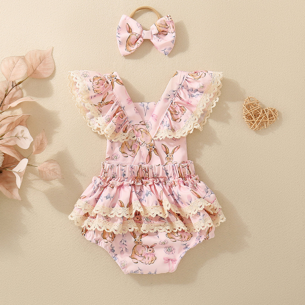 Robe Triangulaire Romper imprimé bébé et tout-petit Bandeau à deux pièces