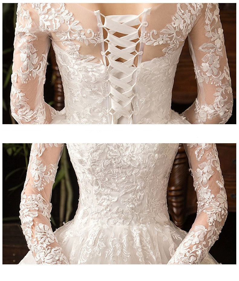 Robe de mariée primaire style français manches longues