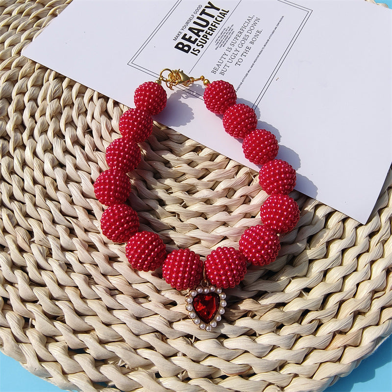 Collier de chien perlé Yangmei-Berry perlé