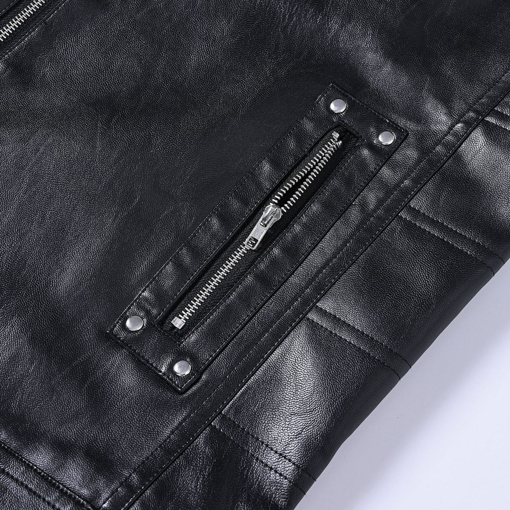Veste zippée en cuir de support de moto