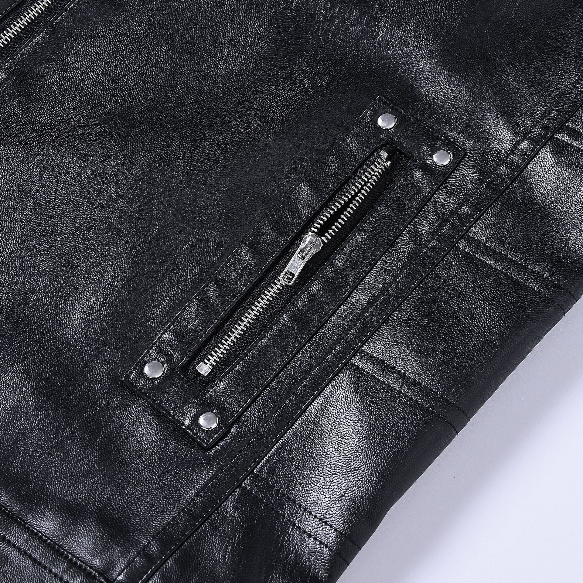 Veste zippée en cuir de support de moto
