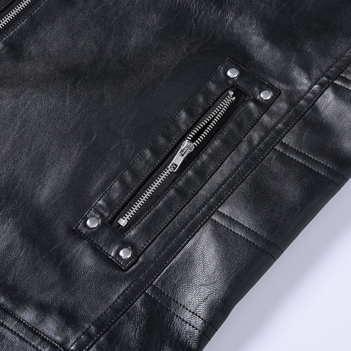 Veste zippée en cuir de support de moto