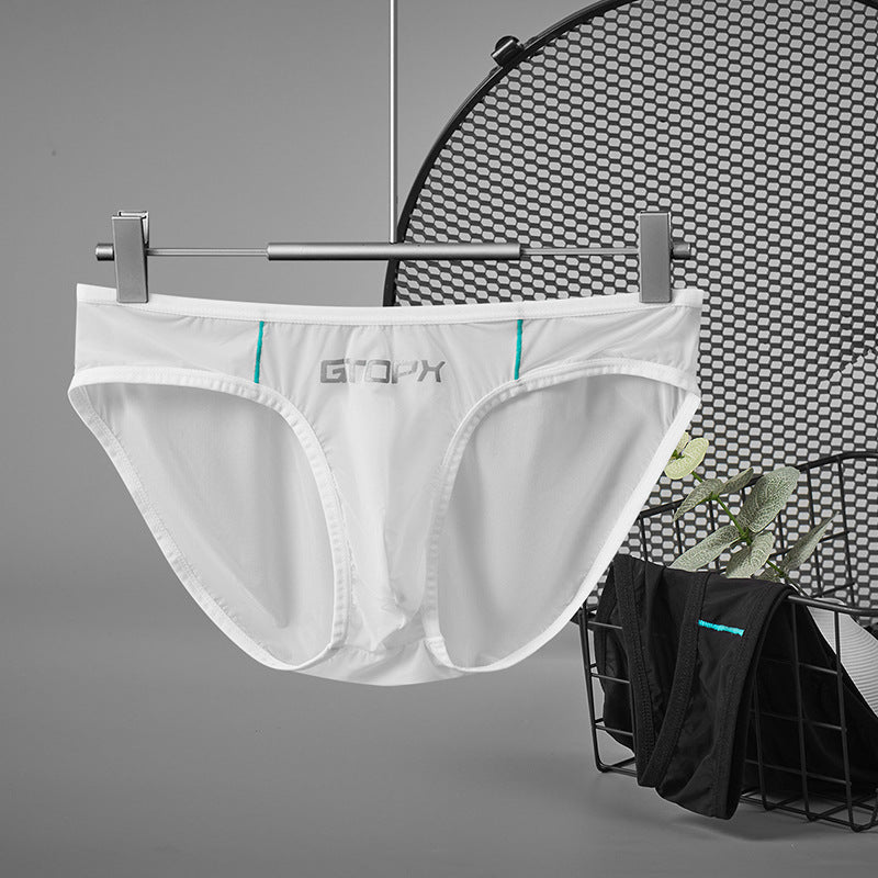 Sous-vêtements en soie de glace mince translucide pour hommes