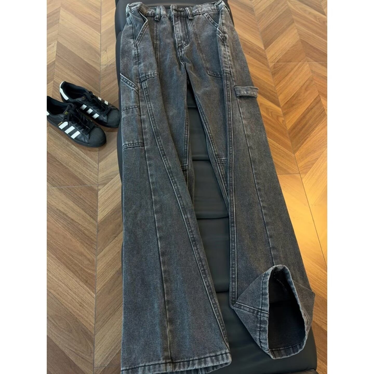 Jeans Homme Légèrement Évasés Bleu Rétro