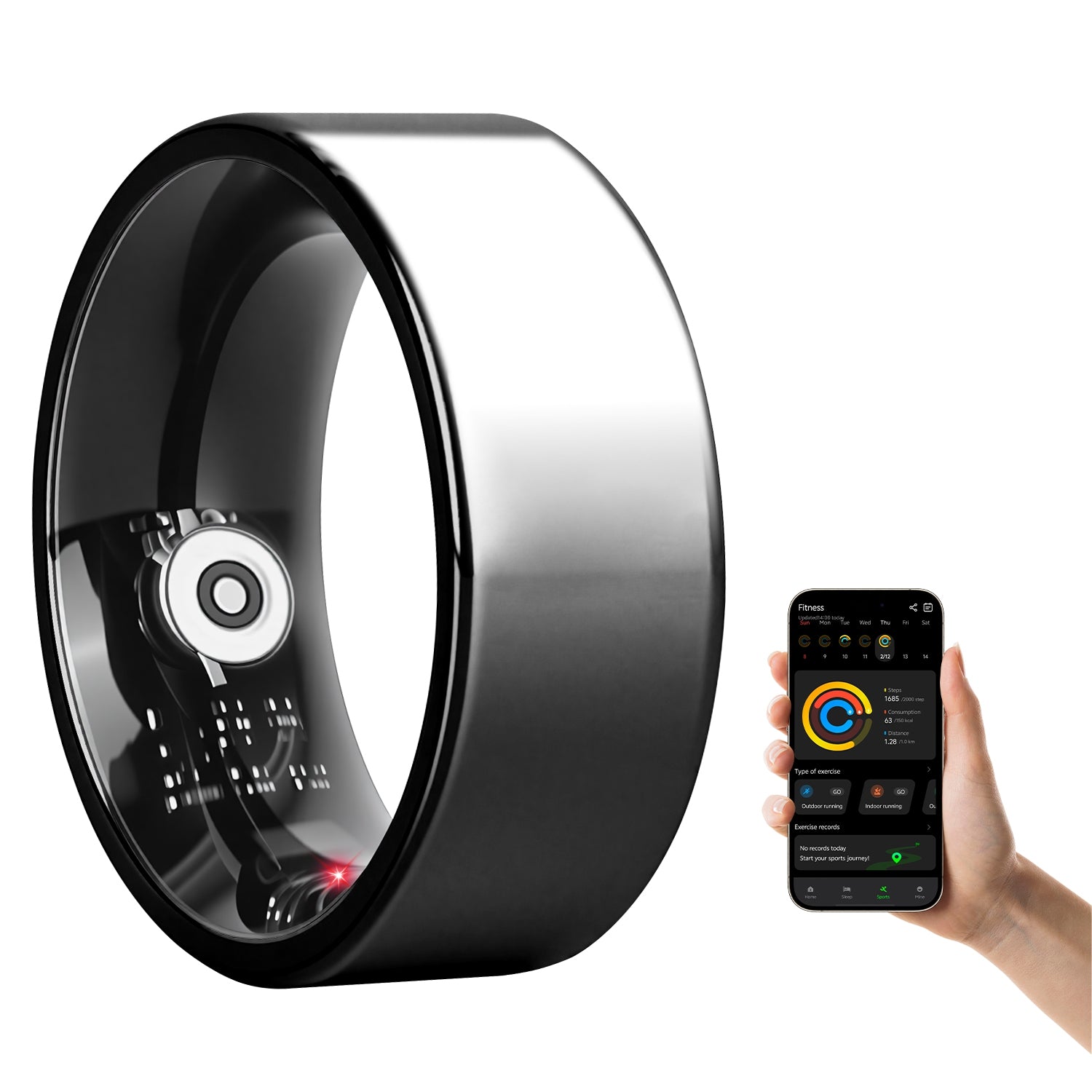 Smart Ring Health Tracker Fitness Sleep Stress HRV Tracker avec charge Cas magnétique Cha