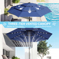 Parapluie extérieur Patio de 9,7 pieds avec lumières solaires LED