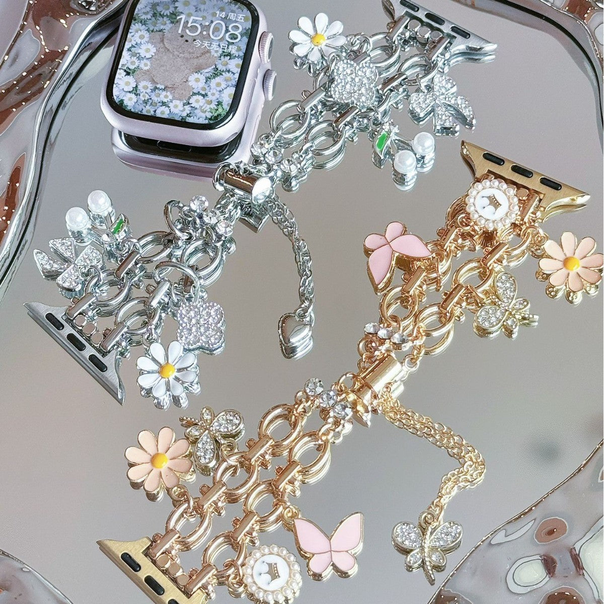 Bracelet de montre à papillon métallique