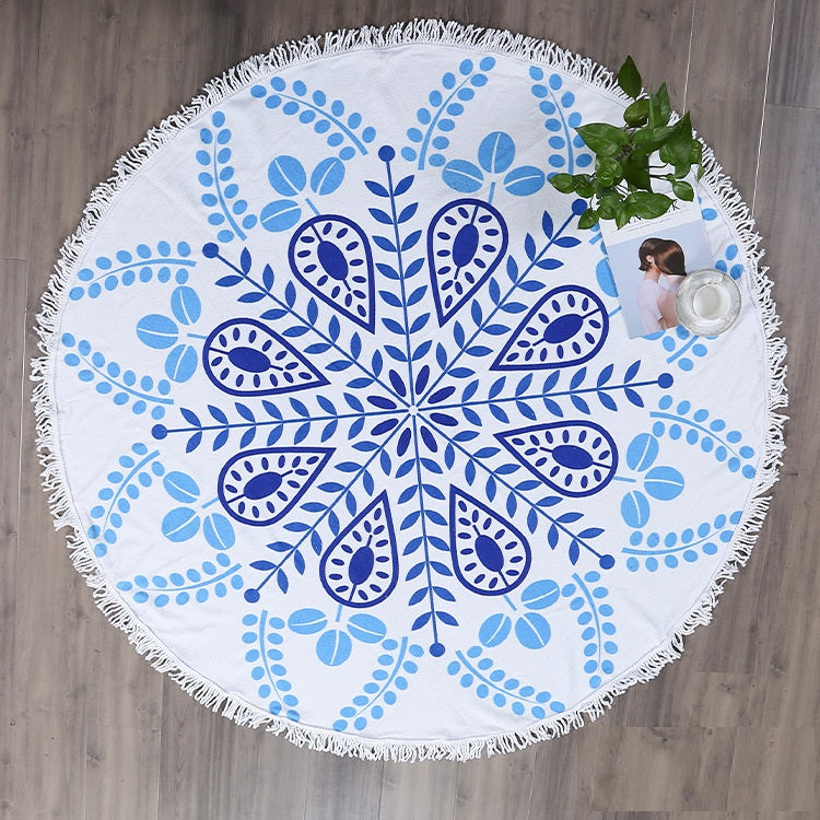 Serviette de plage fringée, serviette de bain ronde, serviette de plage