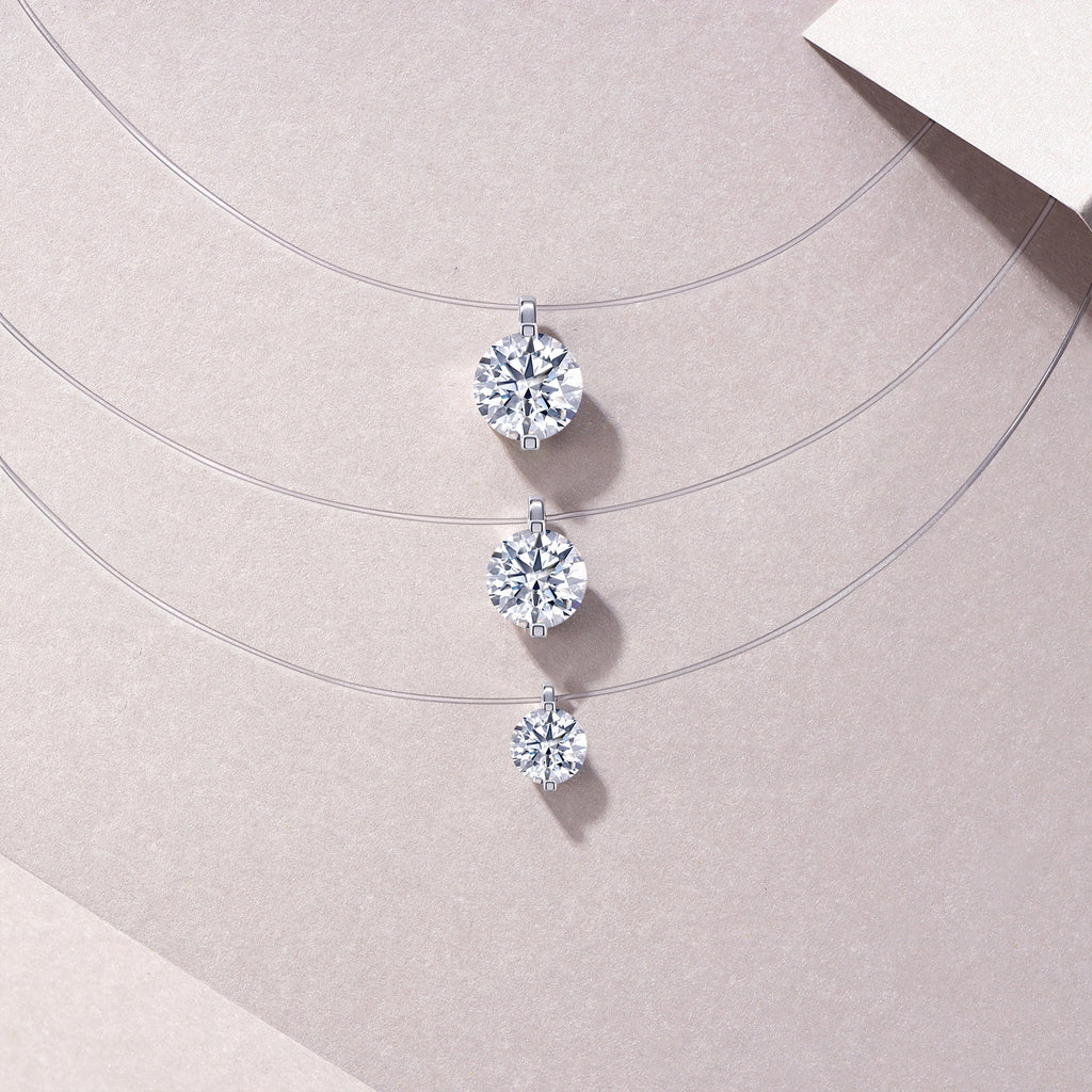 S925 Collier invisible en argent sterling