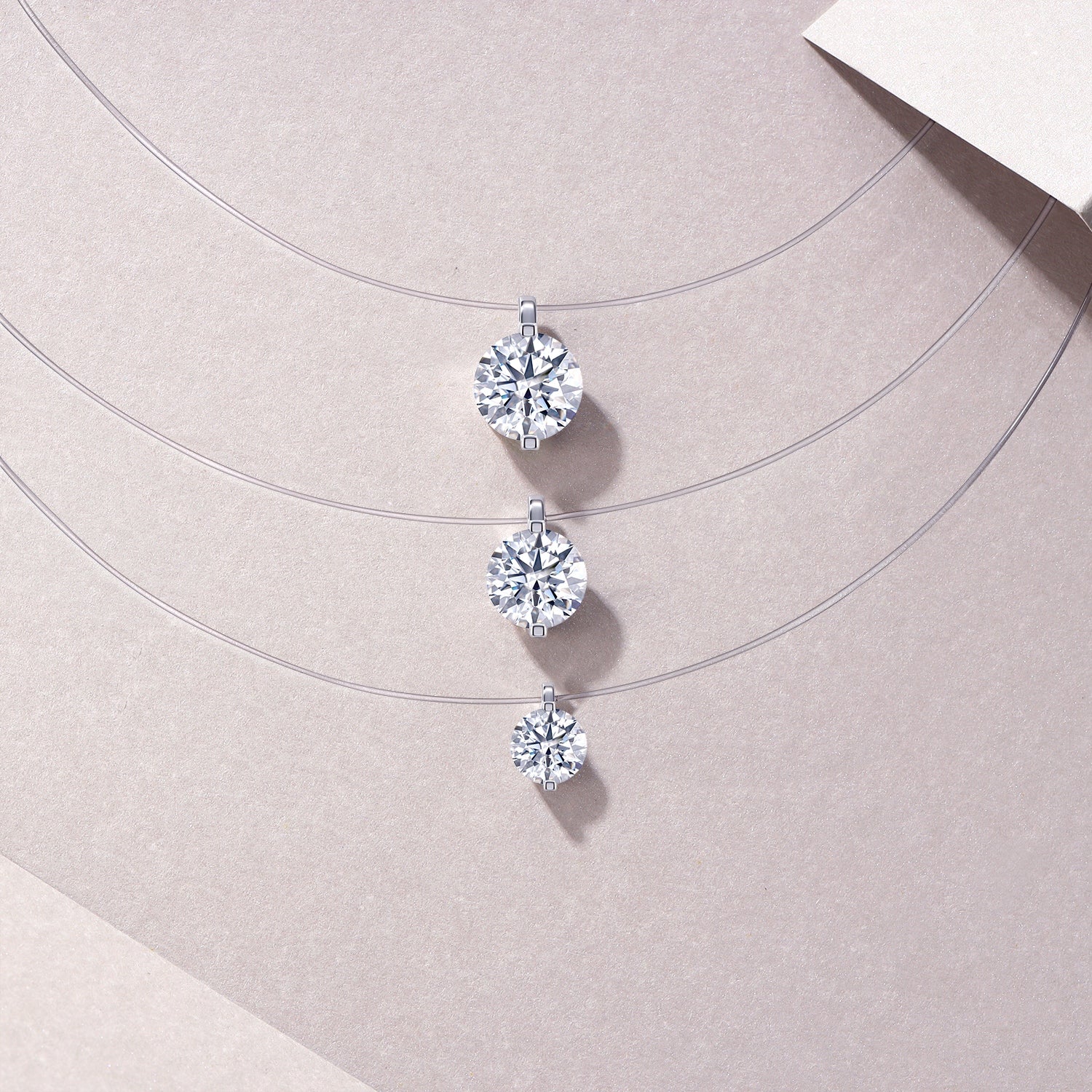 S925 Collier invisible en argent sterling