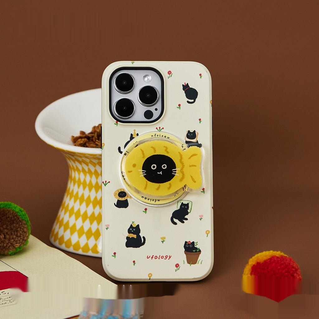 2-en-1 Coque de film Étui de téléphone avec motif chat