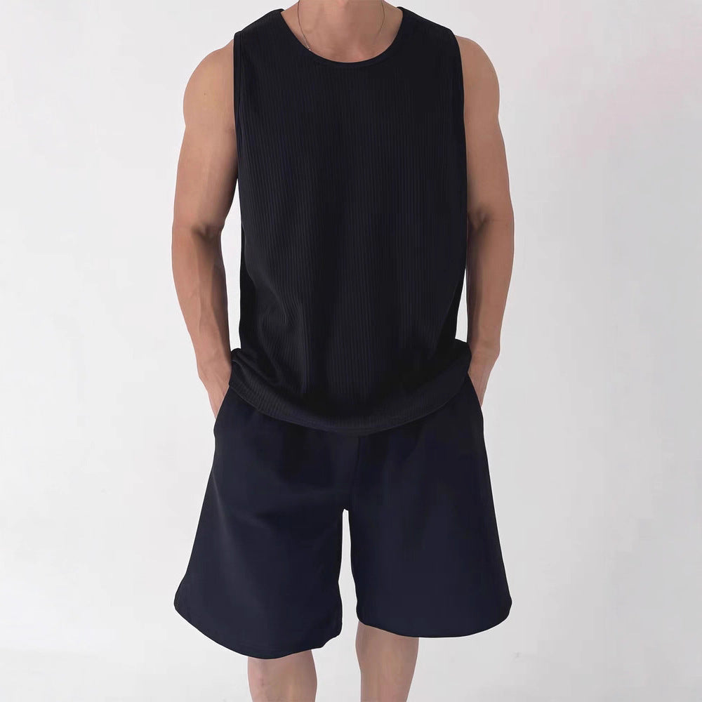 Hommes Veste U-neck style américain de couleur solide