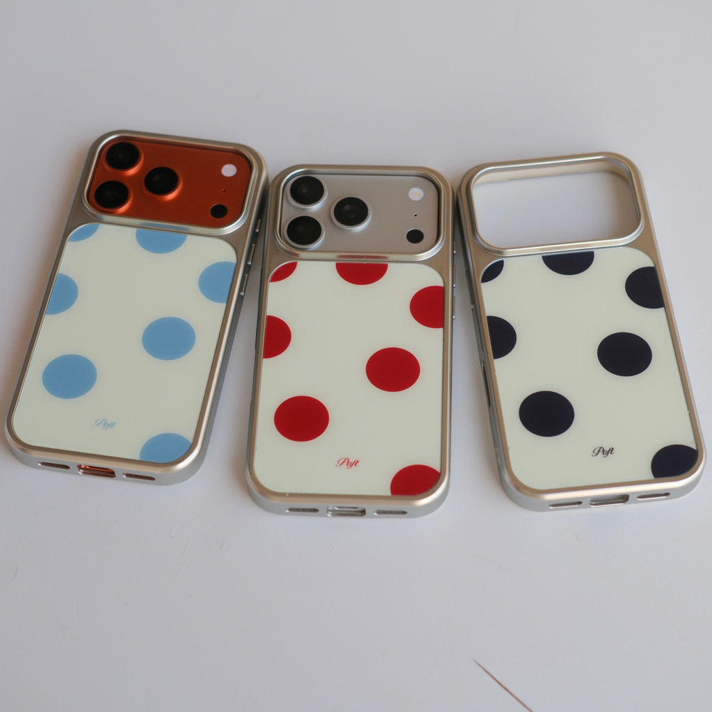 Boitier de téléphone magnétique en verre givré rétro-polka-point