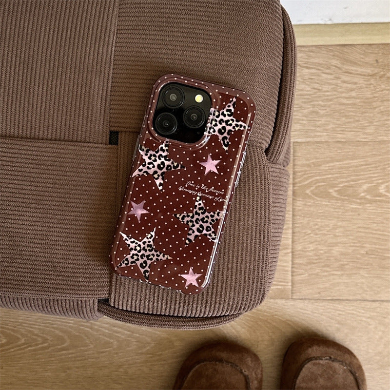 Double couche demi-paquet Polka Dot Phone Case XINGX Leopard Imprimé housse de protection