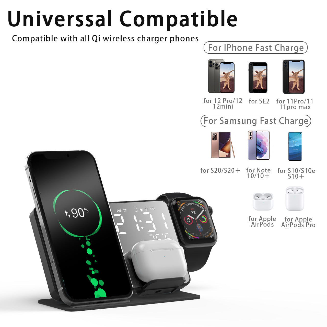 Four-en-un chargeur sans fil casque de téléphone mobile Smart Watch