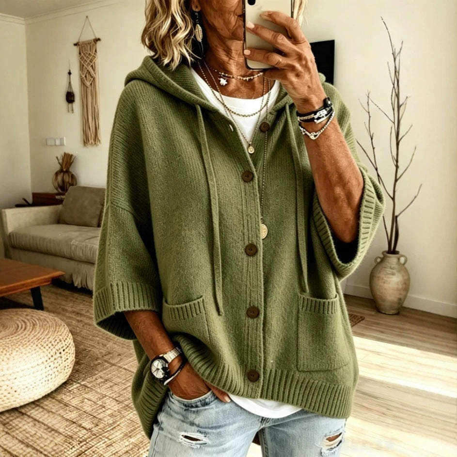 Cardigan à capuchon à manches longues pour femmes