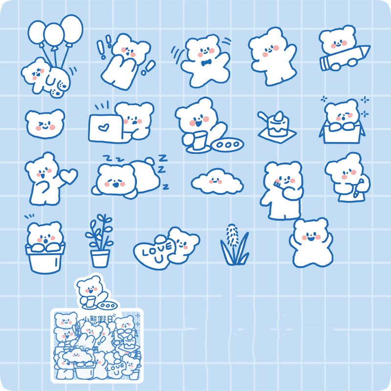 Mousse matinale PET Sticker Pack Bear Animal Salt System bricolage Matériau de la tente à main décoratif St