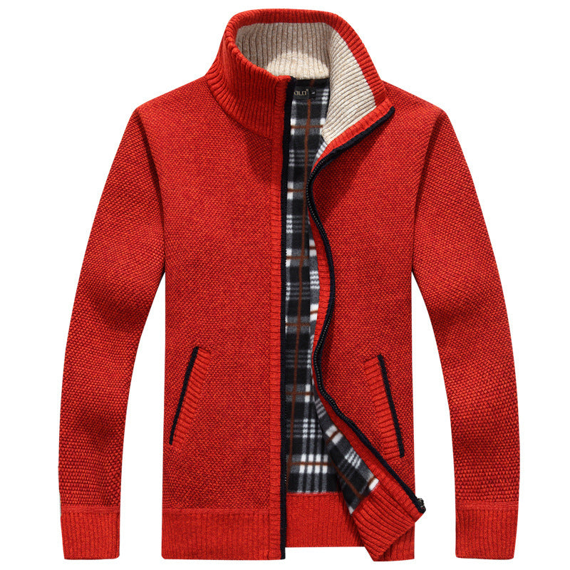 Chandail à fermeture éclair d'automne et de cardigan d'hiver pour hommes Épaisseur de collier en polaire