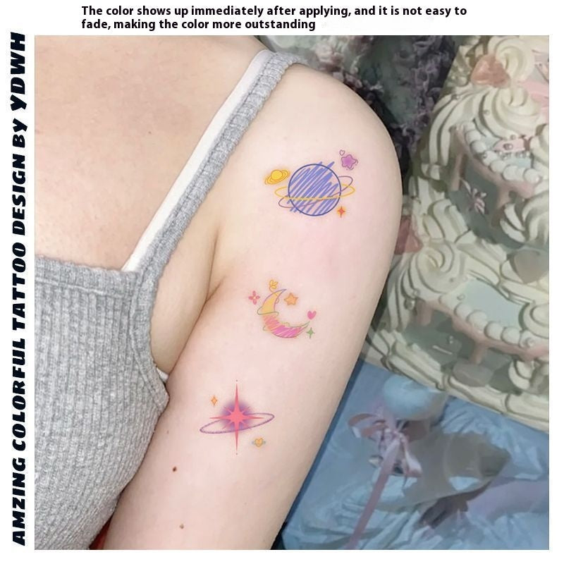Sticker de tatouage à l'épaule couleur Lune papillon