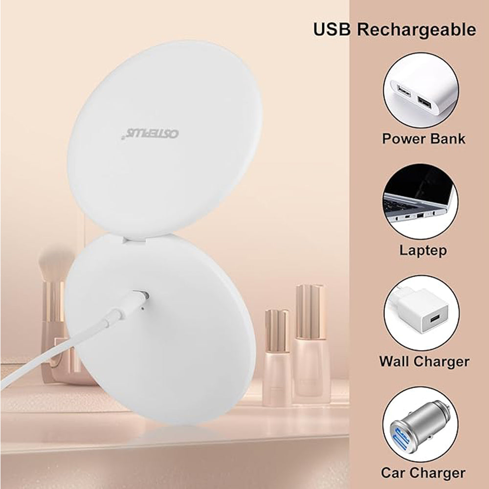 Miroir de maquillage de voyage avec lumière LED