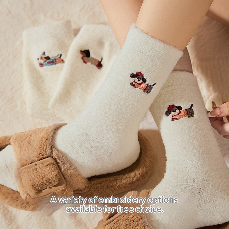 Chaussettes brodées Dachshund pour femmes
